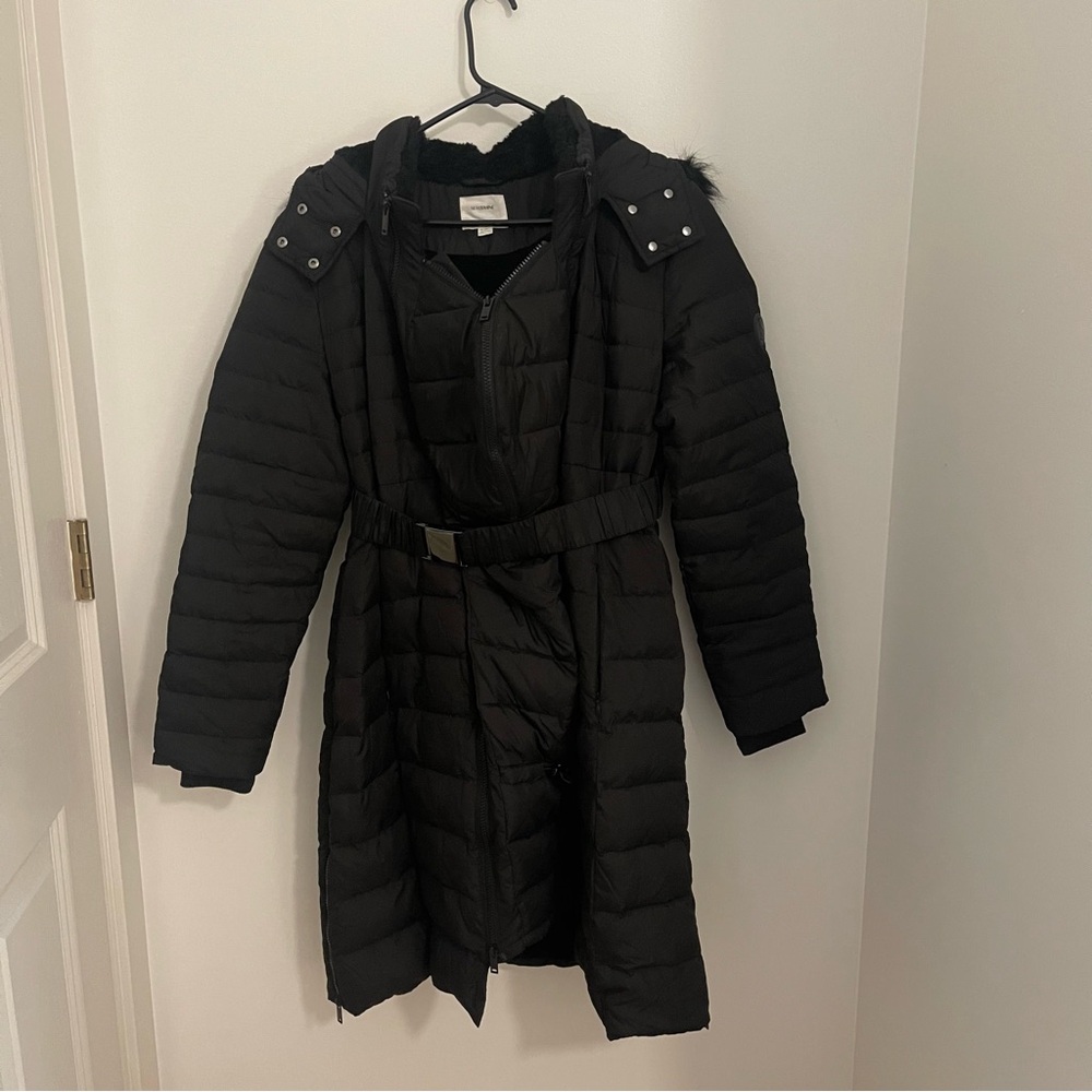 Seraphine Black 3 in 1 Down Maternity Coat US 4 Sz with Belted Puffer